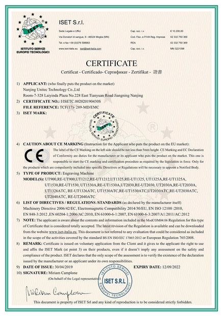 China Nanjing Unitec Technology Co., Ltd. zertifizierungen